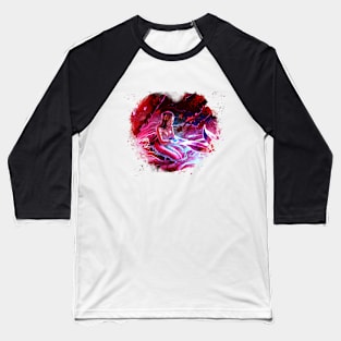 Mermaid's Touch: Crimson Water Heart Baseball T-Shirt